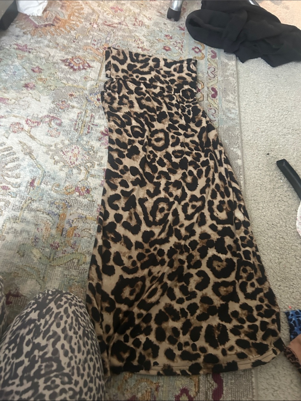Amazon Leopard Print Maxi Skirt - Black and Brown